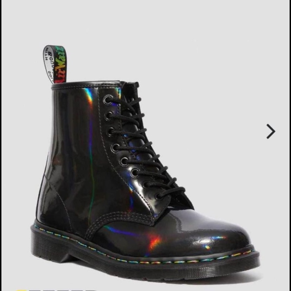 Dr Martens Rainbow patent black leather boot 1460
